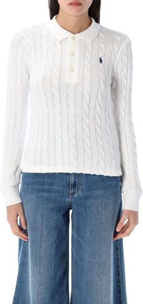 Ralph Lauren White Polo Collar Logo Sweater