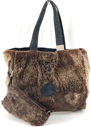 Chanel Black Brown Fur Shoulder Bag Tote Bag (Pre-Owned)