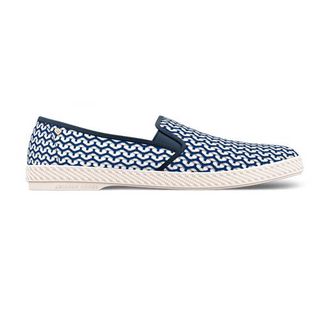 Rivieras Shoes Classic Woven Cotton Slip-On Loafer in Navy And White at Nordstrom, Size 45