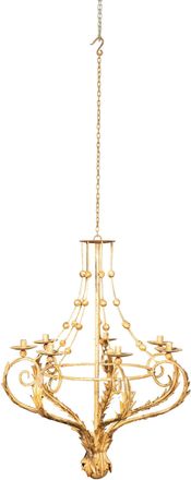 Biscottini International Candelabro De Hierro Forjado Con Acabado En Crema Envejecido