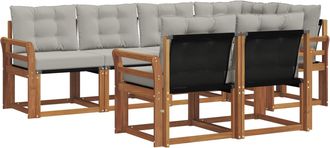 vidaXL Conjunto De Sof&aacute;s De Exterior 7 Uds. Natural Y Gris Claro Vidaxl