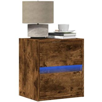 vidaXL Comodino a Parete con luci led Rovere Fumo - Vidaxl