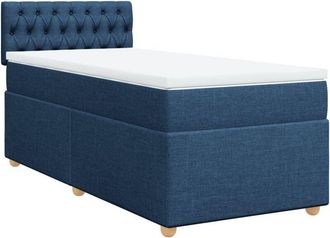 vidaXL Cama Box Spring Con Colch&oacute;n Tela Azul 80x200 Cm Vidaxl