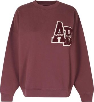 Anine Bing Miles Sweatshirt Letterman - Dames - Sweatshirts - Rood - S - Katoen - Hoodies & sweatvesten