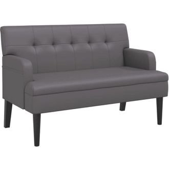 vidaXL Banco Con Respaldo Cuero Sint&eacute;tico Gris 112x65,5x75 Cm Vidaxl
