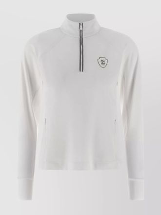 Brunello Cucinelli half zip knit sweater with stand collar