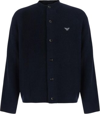 Emporio Armani Truien & Vesten, Heren, Blauw, XL, Henley Kraag Shirt
