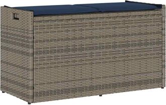 vidaXL Vidaxl - Banco De Almacenaje Con Coj&iacute;n Gris 100 Cm Rat&aacute;n Sint&eacute;tico