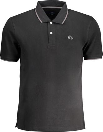 La Martina Zwarte Katoenen Heren Polo Shirt - Heren - Polos - Zwart - S - Katoen - Tops