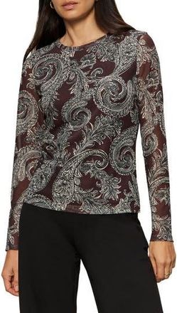 Sanctuary Floral Print Long Sleeve Mesh Top in Mineral Paisley at Nordstrom Rack, Size X-Large P