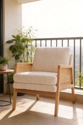 H&O Direct Modern Upholstered Accent Armchair in White