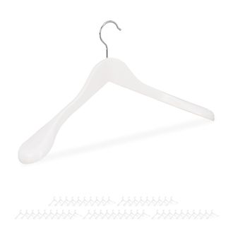 Relaxdays Pack De 50 Perchas Traje Anchas, Para Chaquetas, Abrigos O Vestidos, Madera, 45 Cm De Ancho, Blanco