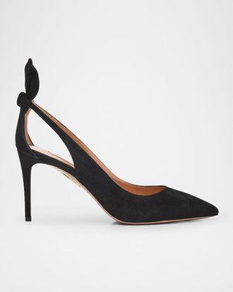 Aquazzura Suede Bow Stiletto Pumps