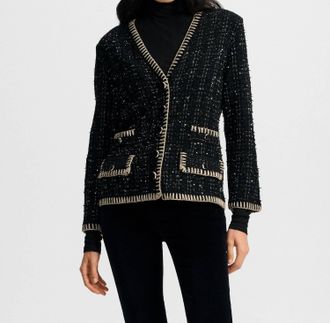 Veronica Beard Womens Ceriani Knit Jacket In Black