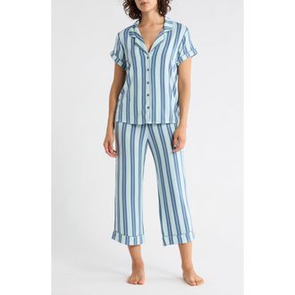 Nordstrom Rack Tranquility Cropped Pajamas in Blue Chessy Stripe at Nordstrom Rack, Size X-Small