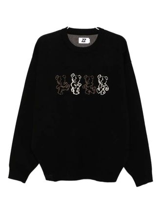 Izzue bear-print jumper - Black