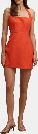 Ever New Stevie Halter Linen Minidress in Spicy Orange at Nordstrom, Size 12