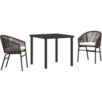 vidaXL Conjunto De Comedor De Jard&iacute;n 3 Pcs Marr&oacute;n Polirat&aacute;n Vidaxl