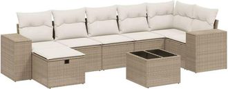 vidaXL Vidaxl - Juego De Sof&aacute;s De Jard&iacute;n Con Cojines Beige 8 Pzas Rat&aacute;n Pe