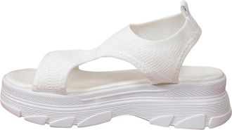 Generic Women Summer Flyweaving Mesh Platform Sandals Hollow Out Open Toe Lightweight Sporty Large Size Footwear Comfort Walking (White, 5.5)