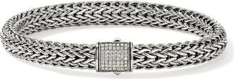 John Hardy Icon Bracelet, Sterling Silver, Pavé Diamond, 7.5mm at Nordstrom, Size X-Large
