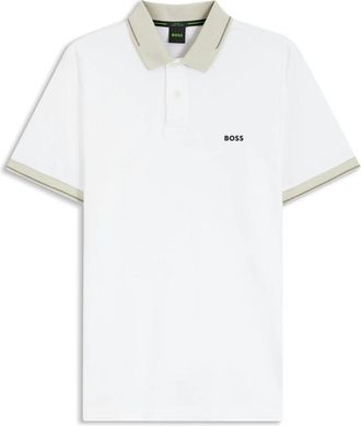 HUGO BOSS Paule Slim-fit Poloshirt - Heren - Polos - Wit - L - Katoen - Tops
