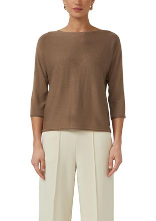 s.Oliver Black Label 3/4 Arm-Pullover S.OLIVER BLACK LABEL, Damen, Gr. 34, nougat, Strick, Obermaterial: 90% Viskose, 10% metallisierte Fasern, unifarben, l&auml;ssig geschnitt