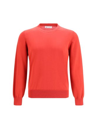 Brunello Cucinelli Mens Sweater Cotton Strawberry-Mist Strawberry/mist