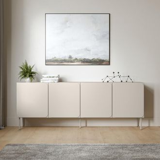 Dmora Aparador Canino, Mueble 2 Estantes, Puertas Batientes, 4 Puertas, 200x42x75h Cm Beige