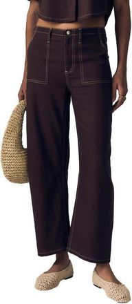 LE JEAN Utility Crop Barrel Leg Jeans in Cocoa at Nordstrom, Size 32