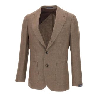 Barba Blazers, male, Beige, Size: S Three-Button Peak Lapel Blazer