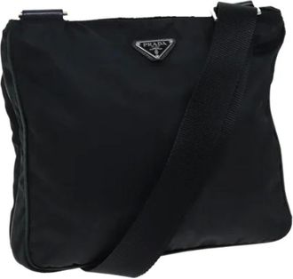 Prada Pre-owned Cross Body Bags, female, Black, Size: ONE SIZE Pre-owned Nylon Cross Body Bag