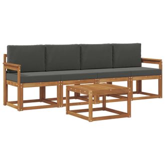 vidaXL Conjunto De Sof&aacute;s De Exterior 5 Pcs Natural Y Antracita Vidaxl