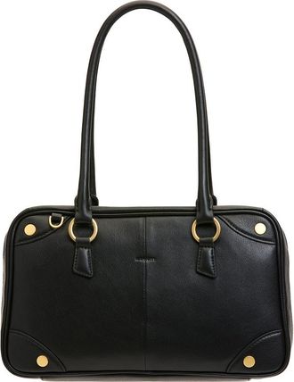 Hammitt Medium Meredith Leather Shoulder Bag in Black/Brushed Gold at Nordstrom