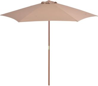 vidaXL Sombrilla De Jard&iacute;n Con Palo De Madera Gris Taupe 270 Cm Vidaxl