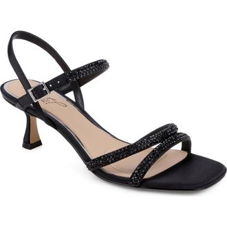 Badgley Mischka Zianna II Sandal in Black Satin at Nordstrom, Size 5.5
