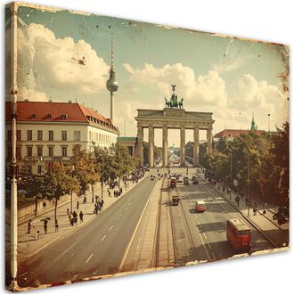 Feeby Cuadro Sobre Lienzo, Puerta De Brandeburgo De Berl&iacute;n En Estilo Vintage, 100x70