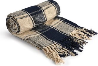 TJ Hughes Frisco - Recycled Cotton Throw in Navy Blue (70 x 100) - TJ Hughes