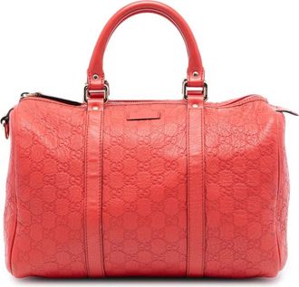 Gucci Pre-owned Handbags, female, Red, Size: ONE SIZE Pre-owned Leather Duffel Bag