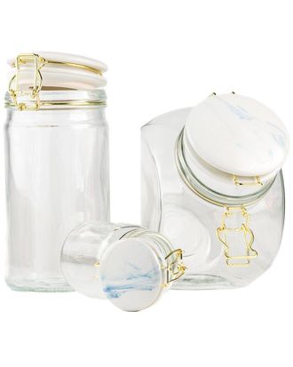 10 Strawberry Street Set Of 3 Carrara Glasses Canisters