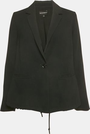 Emporio Armani Black Crepe Elasticated Waist Detail Blazer