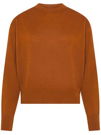 Cruna Cropped Sweater with Round Neckline and Ribbed Details