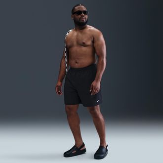 Nike Mens Swim Breaker Essential 7 Brief-Lined Volley Short (Big & Tall) in Black | NESSF587-001
