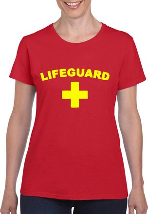 Generic Lifeguard Unisex Mens Women T-Shirt, Beach Guard UNIFOAM Workwear Bouncer TOP Red