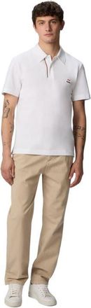 Missoni Solid Color Cotton Piqué Polo Shirt With Zigzag Embroidery And Contrasting Detail in White at Nordstrom, Size Xx-Large