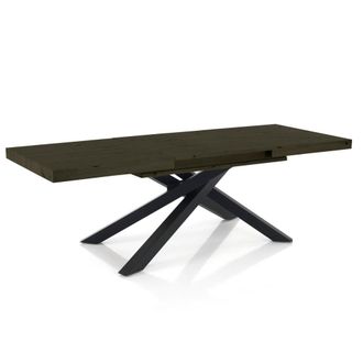 Oresteluchetta Mesa extensible mdf/metal roble gris-negro 75,5x90x160-240 cm