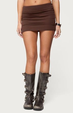 Edikted Aisha Low Rise Miniskirt in Brown at Nordstrom, Size X-Small