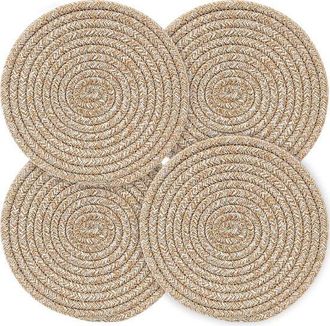 OEM Juego De 4 Manteles Individuales Redondos, Mantel Individual Resistente Al Calor, Posavasos Redondo Tejido