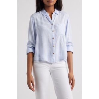 Beach Lunch Lounge Candace Stripe Button-Up Shirt in Fresh Peri at Nordstrom, Size Small