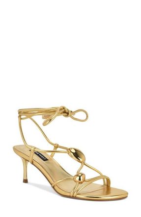 Nine West Greska Ankle Wrap Sandal in Gold at Nordstrom, Size 5.5